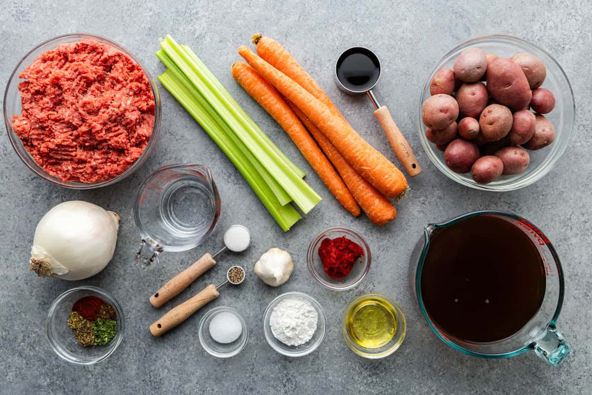 Ingredients for Ground beef Stew.