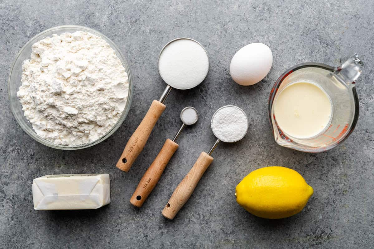 Ingredients used to make Lemon Scones.