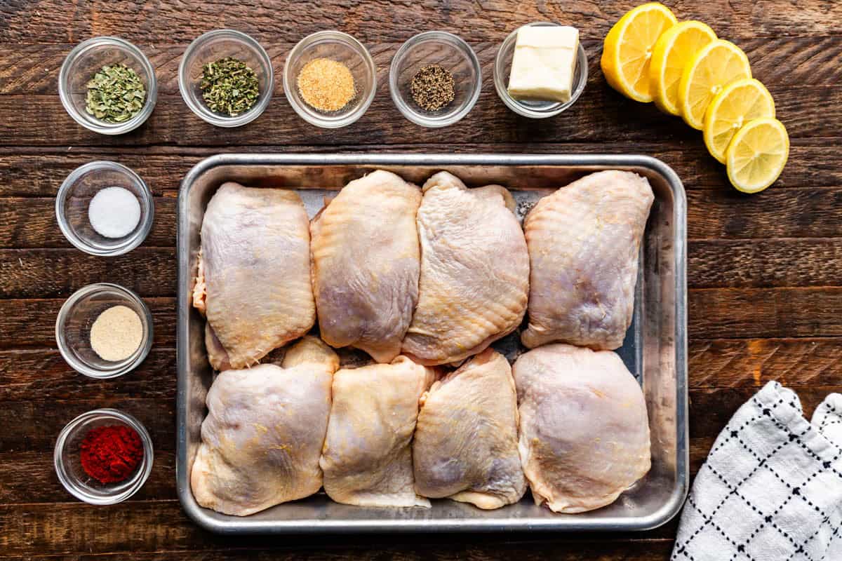 Ingredients used in making Skillet Chicken Thighs.