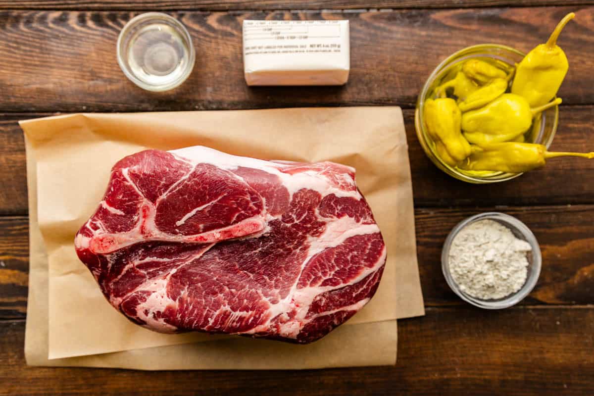 Ingredients used in Slow Cooker Mississippi Pork Roast.