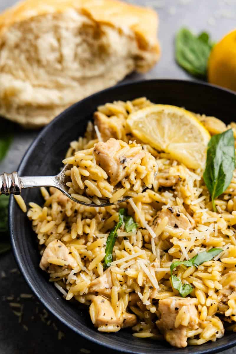 Spoonful of Lemon Chicken & Orzo.