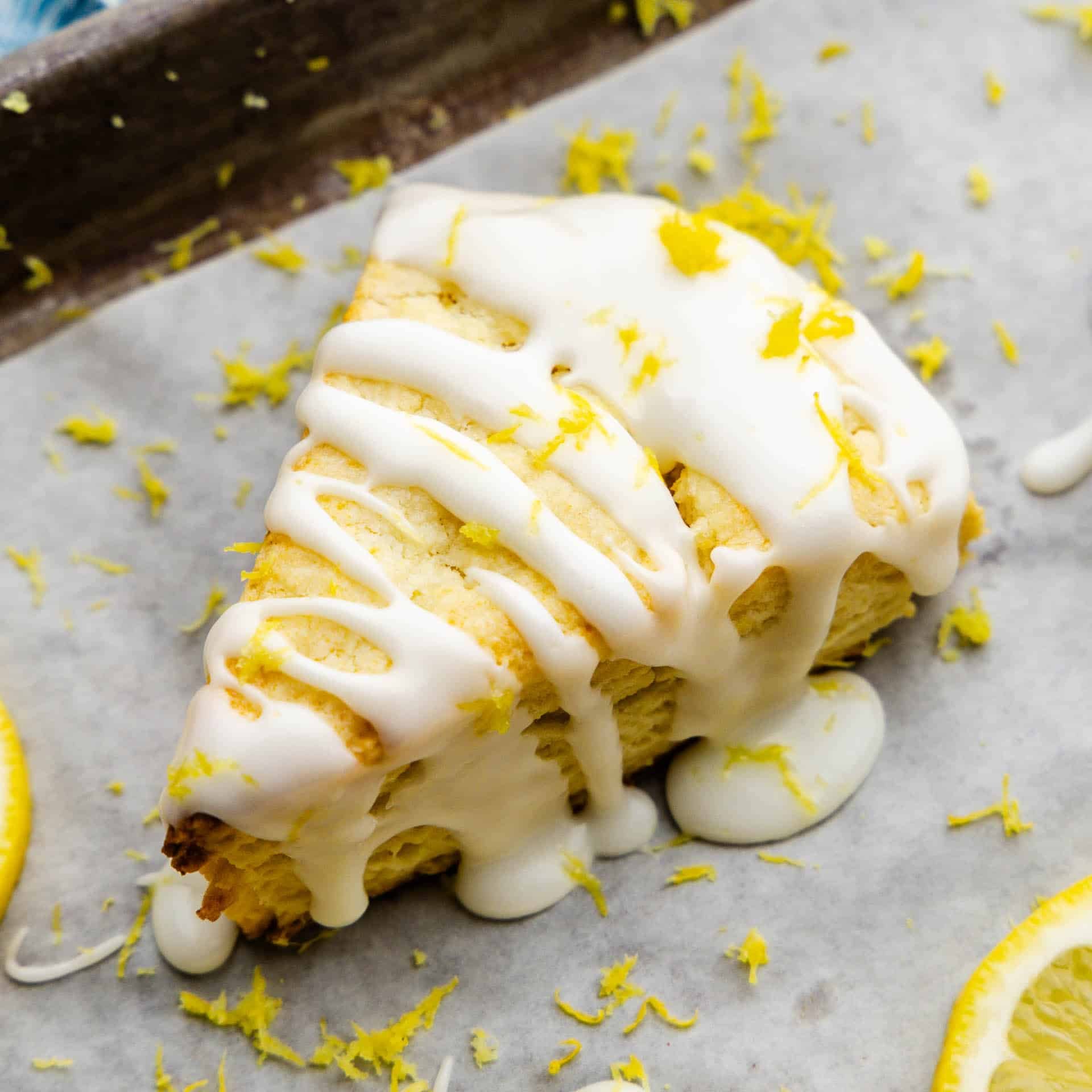 Closeup of a Lemon Scone.