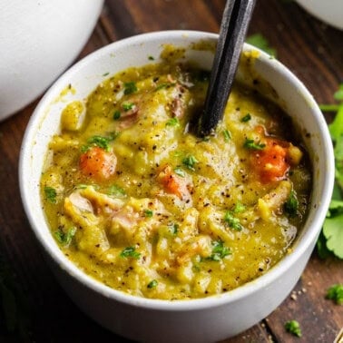 Shot of Split Pea Soup in bowl.