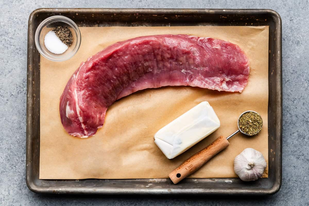 Ingredients for Garlic Butter Pork Tenderloin.