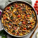 Overhead of 15-Minute Easy Pasta Fresca in a skillet.