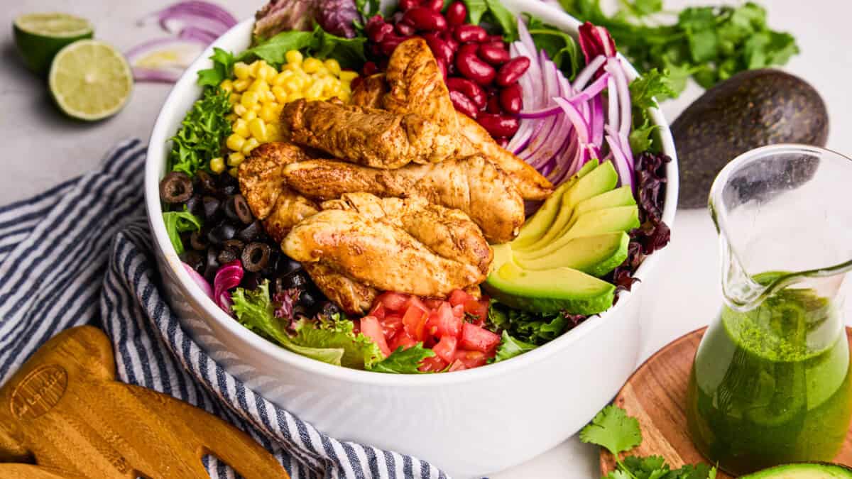 Chicken Taco Salad with Cilantro-Lime Vinaigrette.