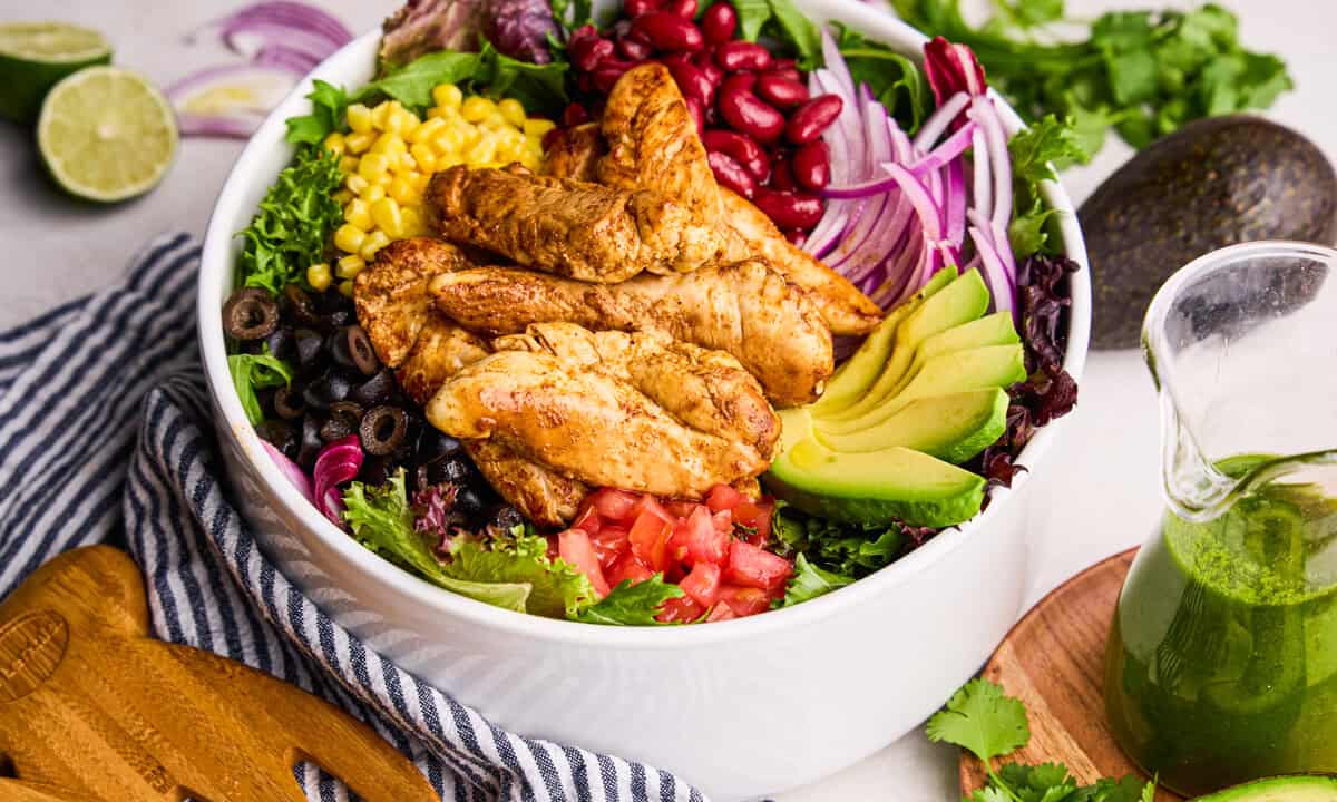 Chicken Taco Salad with Cilantro-Lime Vinaigrette.