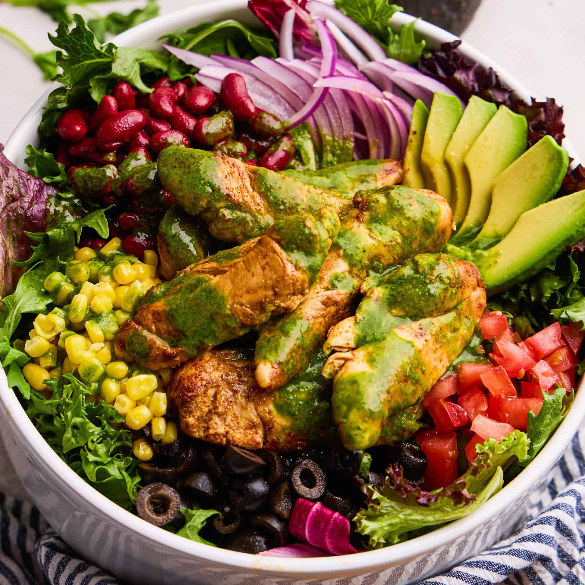 Chicken Taco Salad with Cilantro-Lime Vinaigrette.