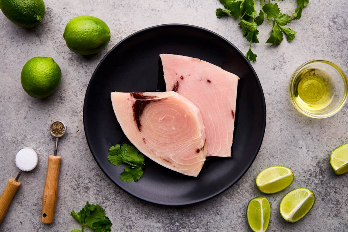 Ingredients for Cilantro-Lime Grilled Swordfish.