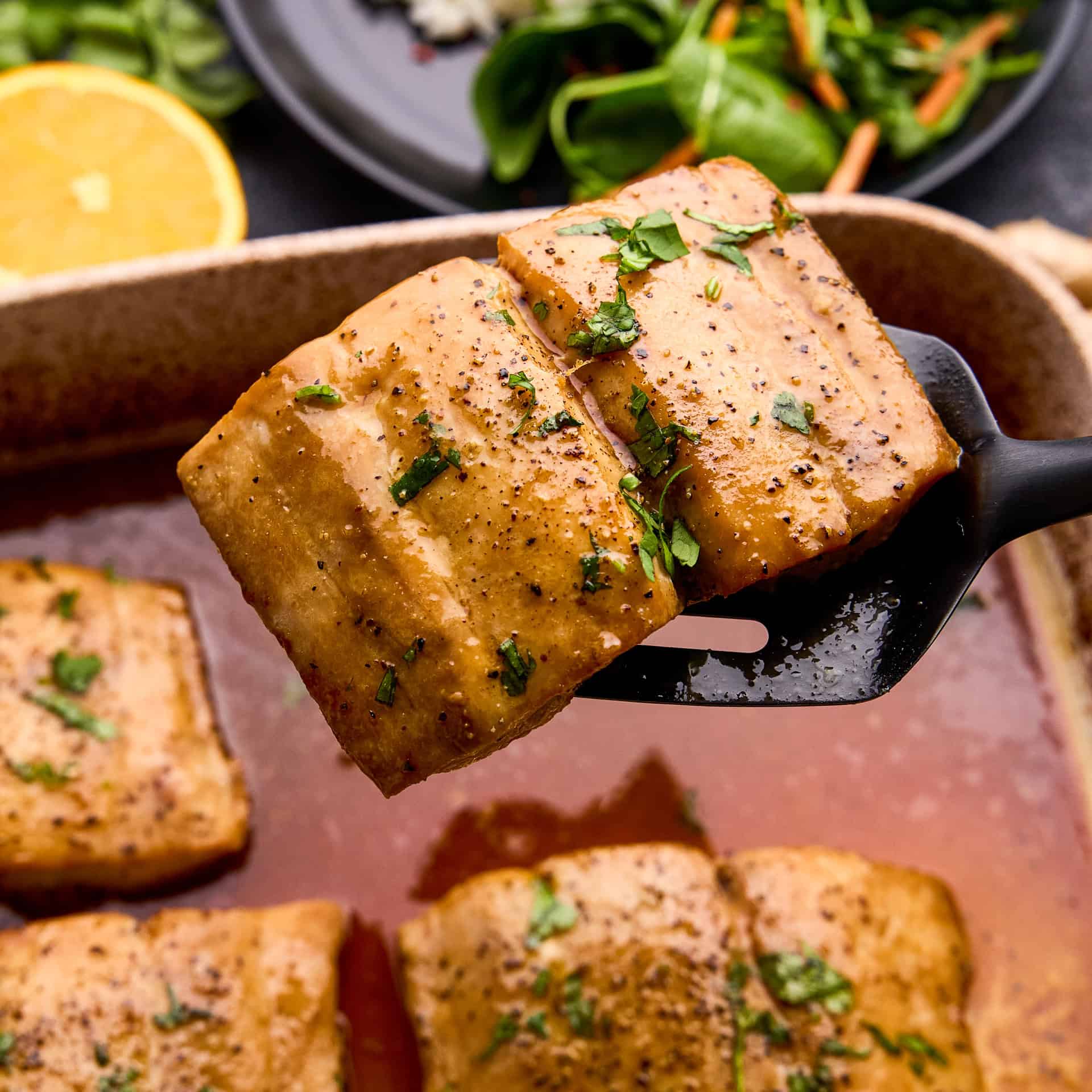 Filet of Ginger Glazed Baked Mahi Mahi.