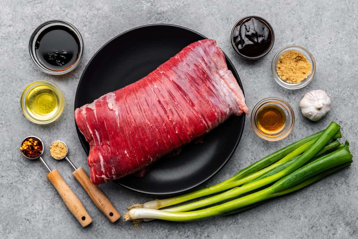 Ingredients used to make 15-Minute Mongolian Beef.