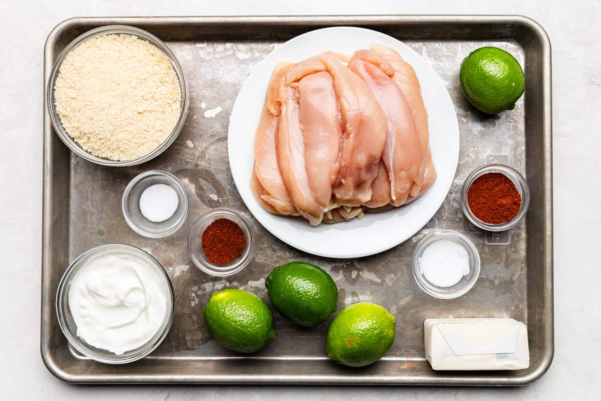 Ingredients used to make Chili-Lime Baked Chicken Tenders.