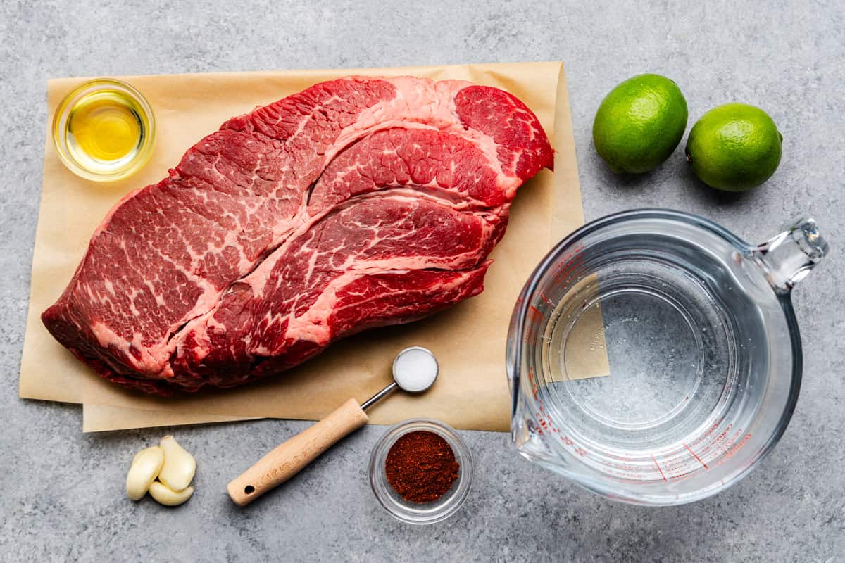 Ingredients used to make Chili-Lime Mexican Shredded Beef.