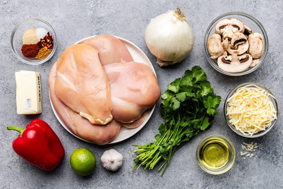 Ingredients used to make Fajita Stuffed Chicken.