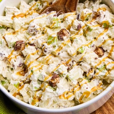 Apple Snickers Salad in a bowl.