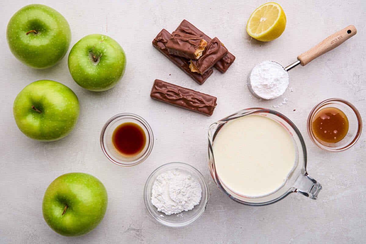 Ingredients for Apple Snickers Salad.