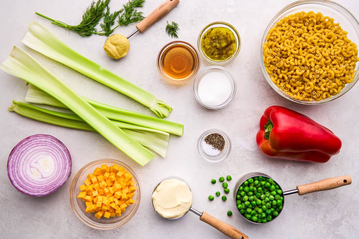 Ingredients for Best Macaroni Salad.