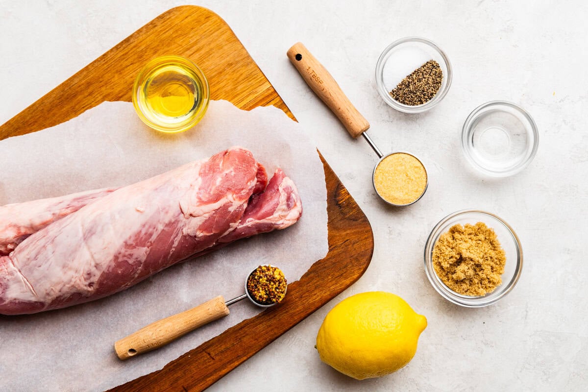 Ingredients used to make pork tenderloin.