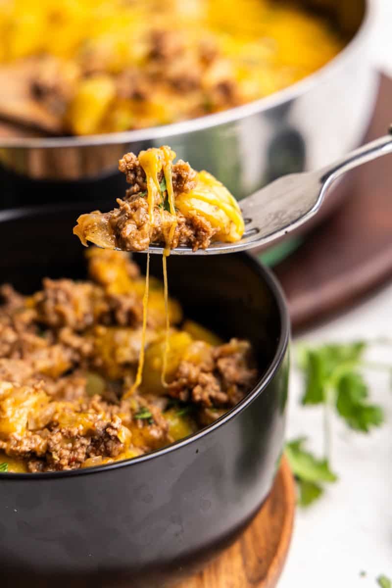 Forkful of One Pot American Picadillo.