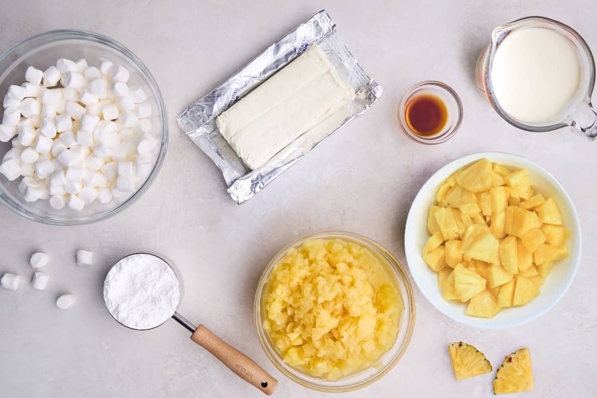 Ingredients for Pineapple Fluff.