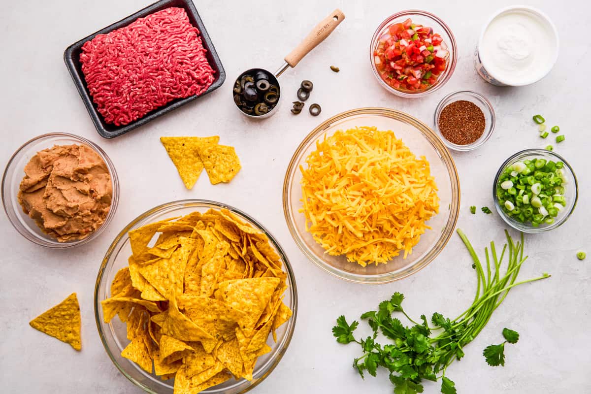 Ingredients for Ultimate Nacho Recipe.