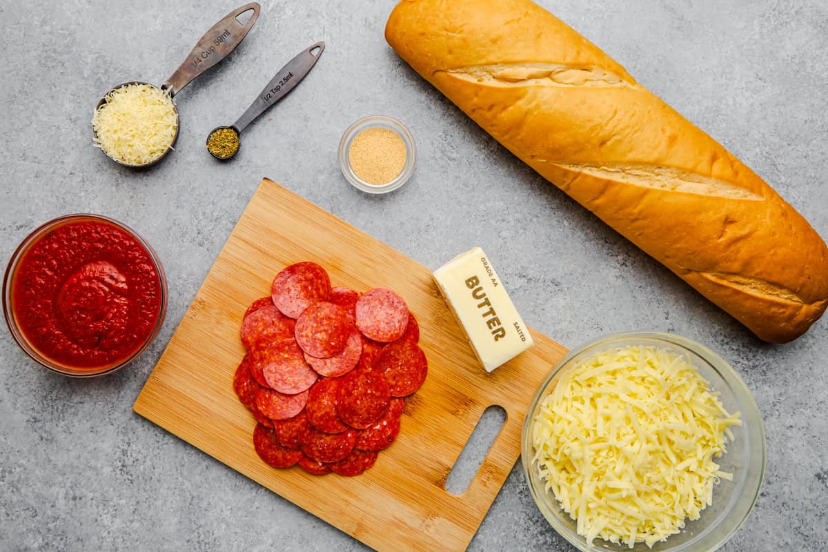 Ingredients for French Bread Pizza.
