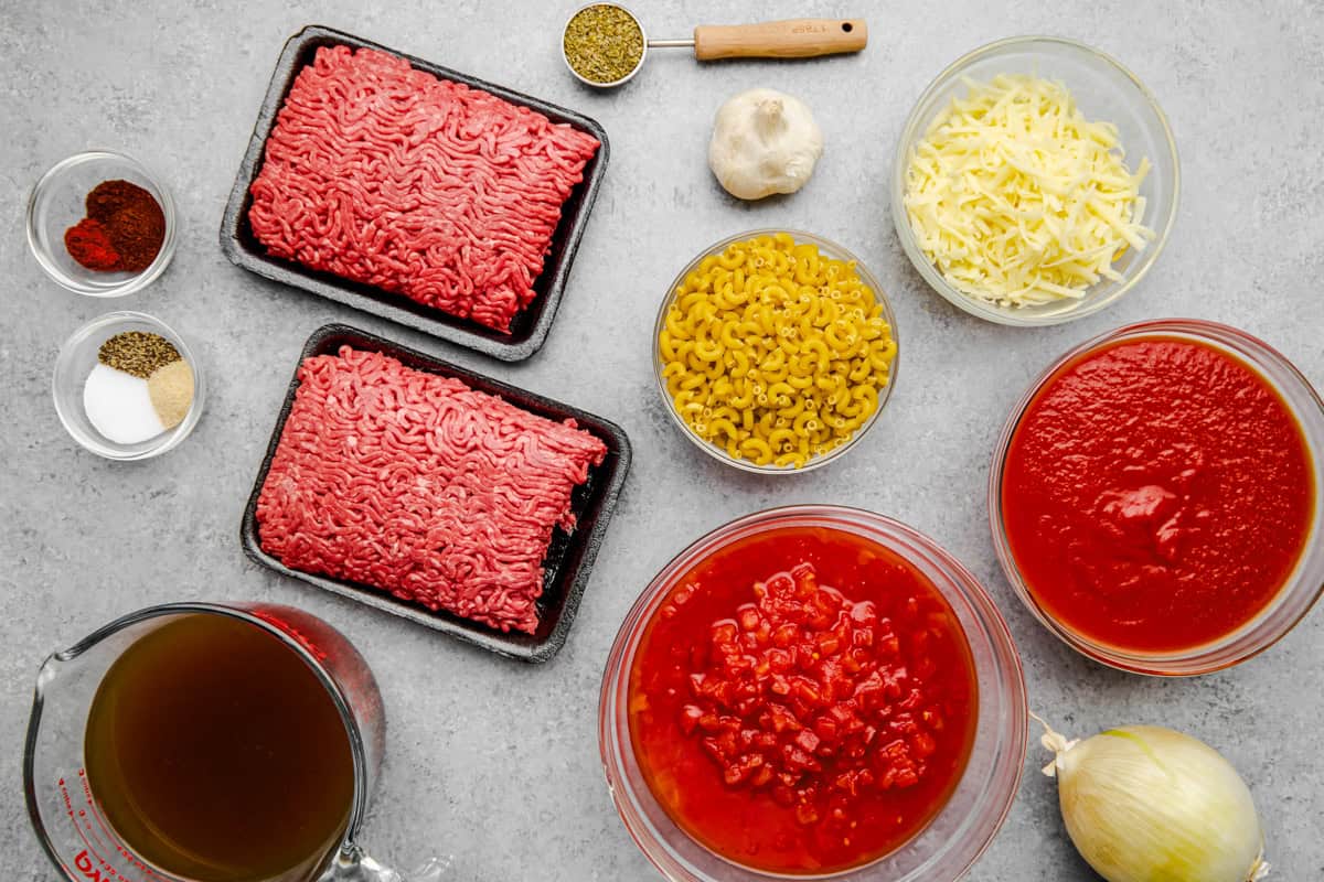 Ingredients for Old Fashioned American Goulash.