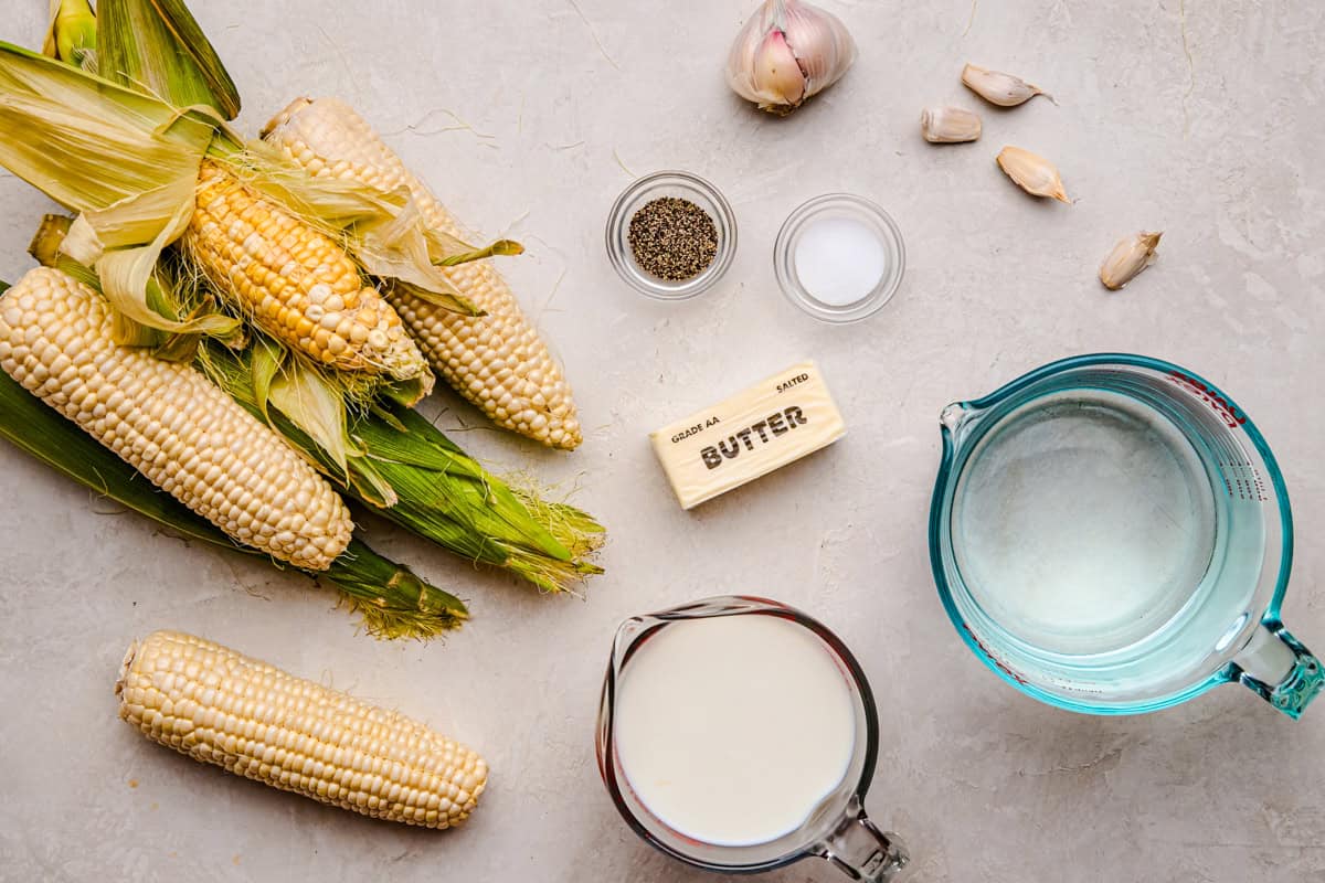 Ingredients for Butter Boiled Corn on the Cob.