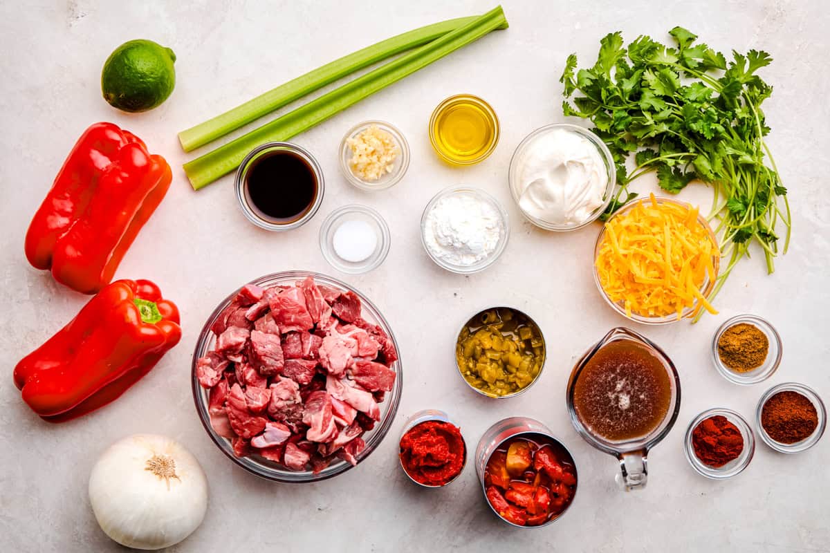 Ingredients for No Bean Chili.