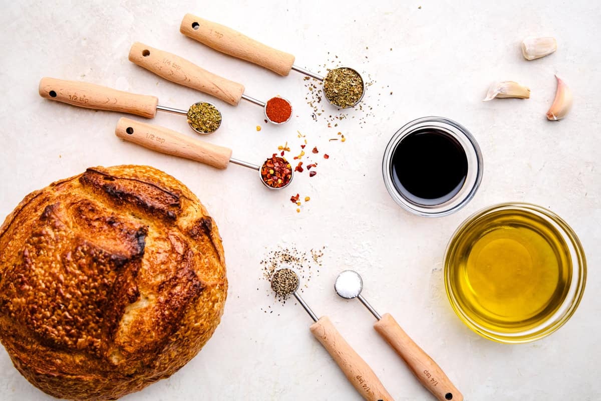 Ingredients for Olive Oil Bread Dip.