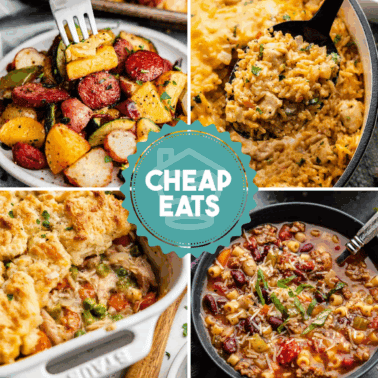 A decorative collage of recipe images.