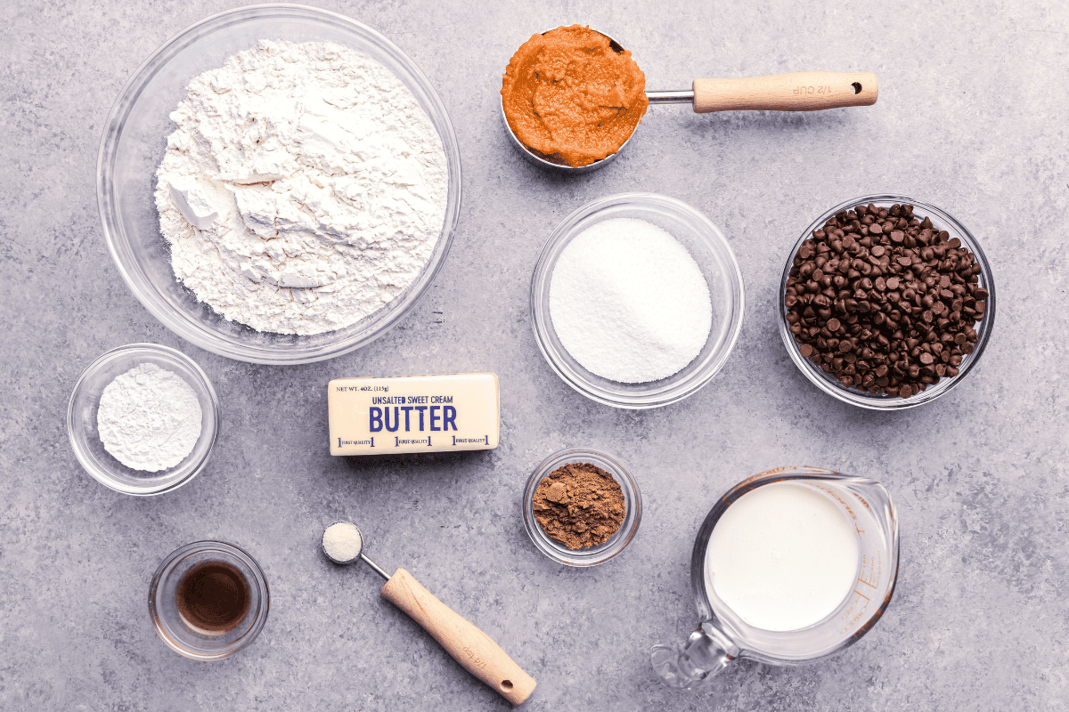 An overhead view of the ingredients needed to make Pumpkin Chocolate Chip Scones.